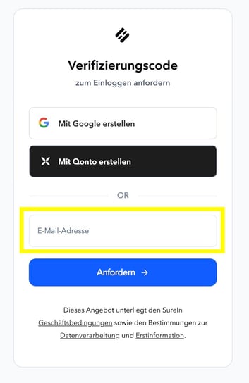 Einloggen Email