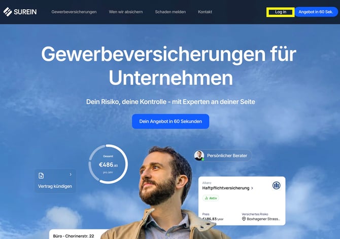In Unternehmensaccount einloggen
