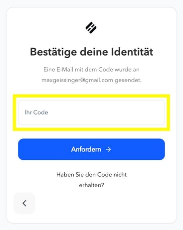 Verifizierungscode eingeben